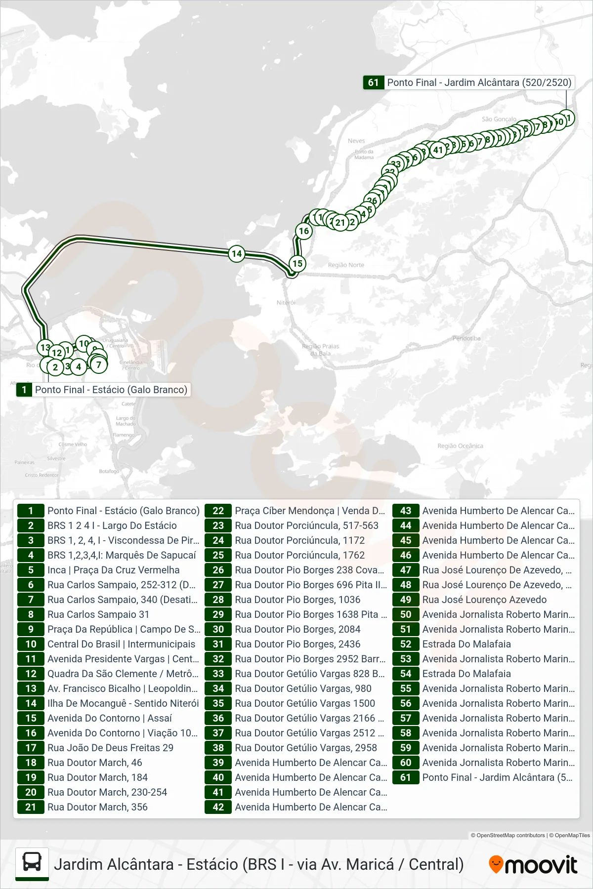 Rota e paradas da linha de ônibus 2520D (EXECUTIVO) (Jardim Alcântara (Área De Lazer)) no mapa