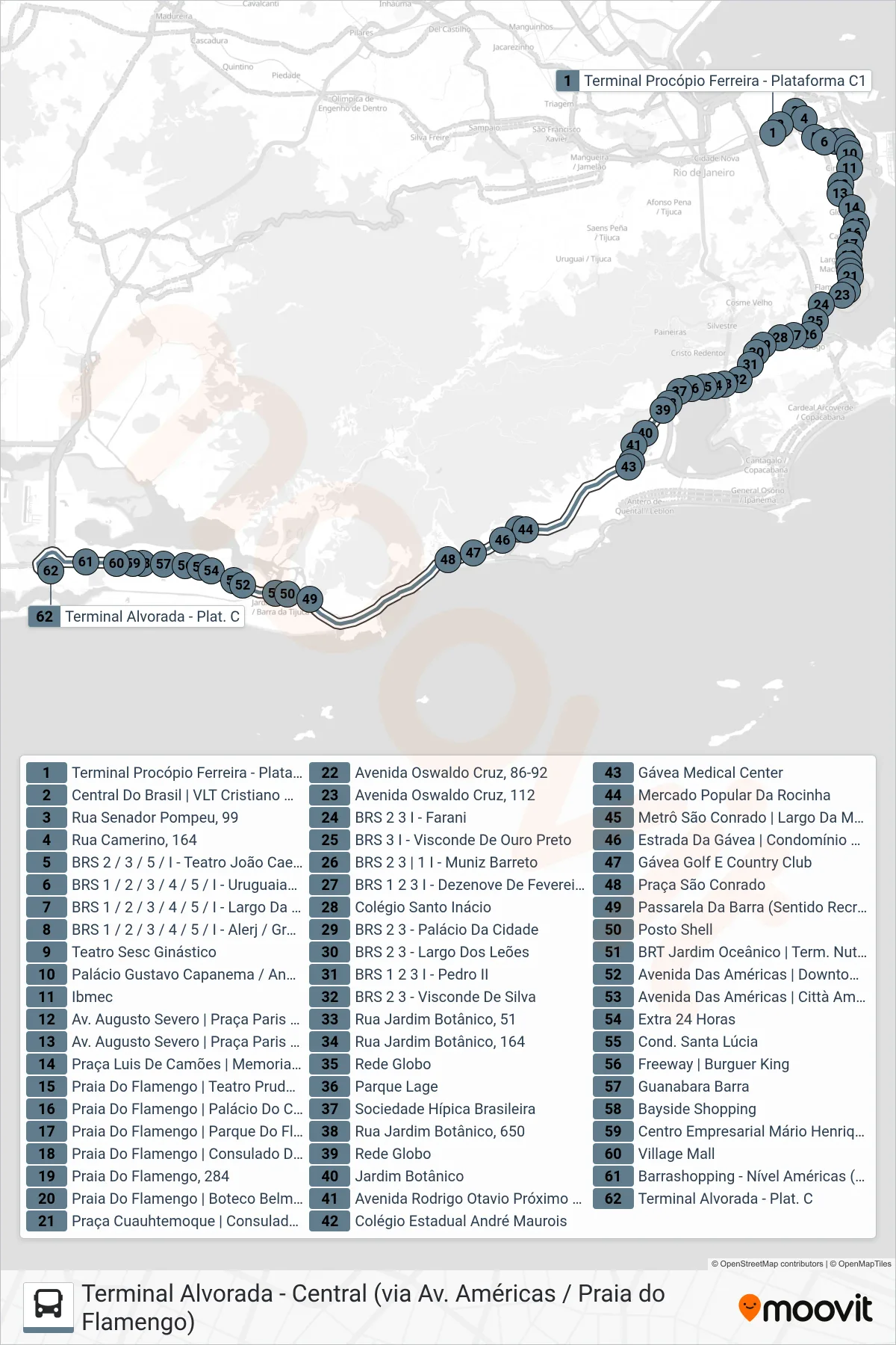 SV 319 bus Line (Terminal Alvorada) route and stops on a map