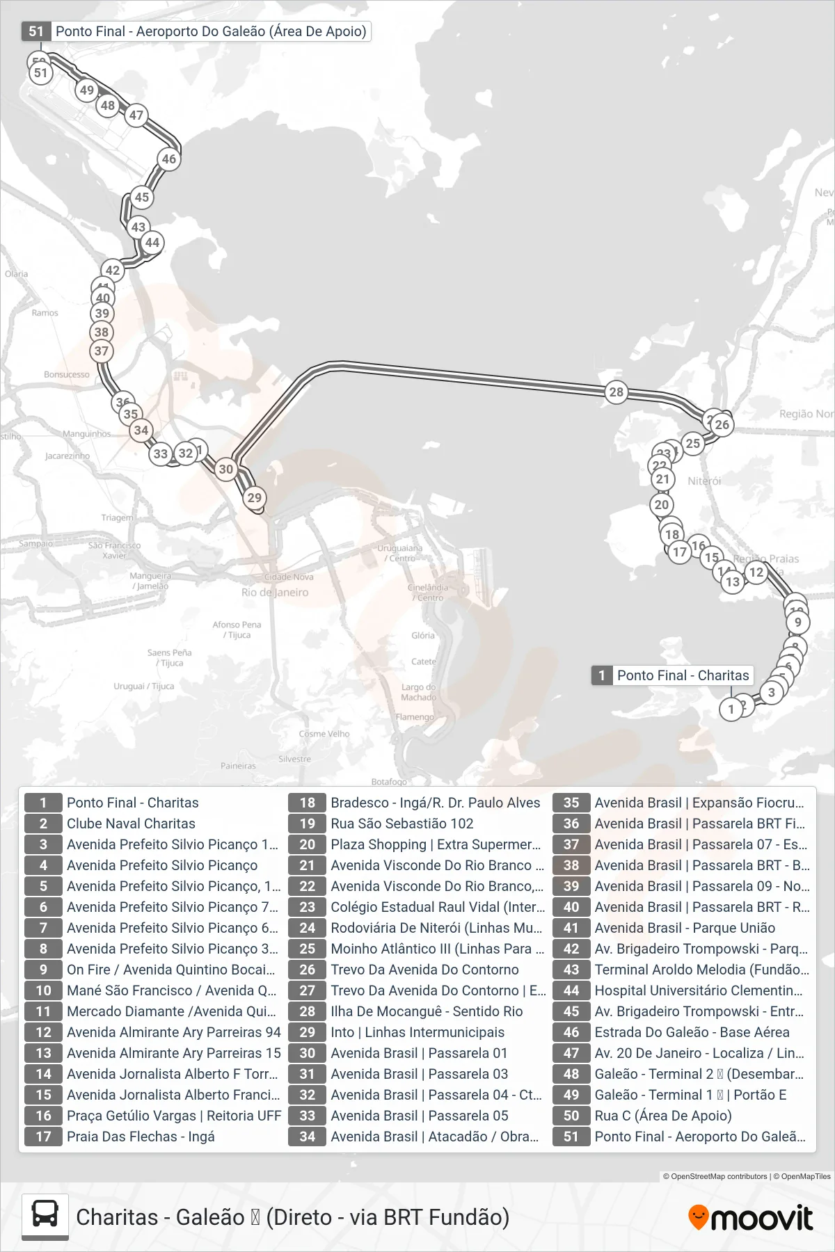 Rota e paradas da linha de ônibus 762D (Galeão ✈) no mapa