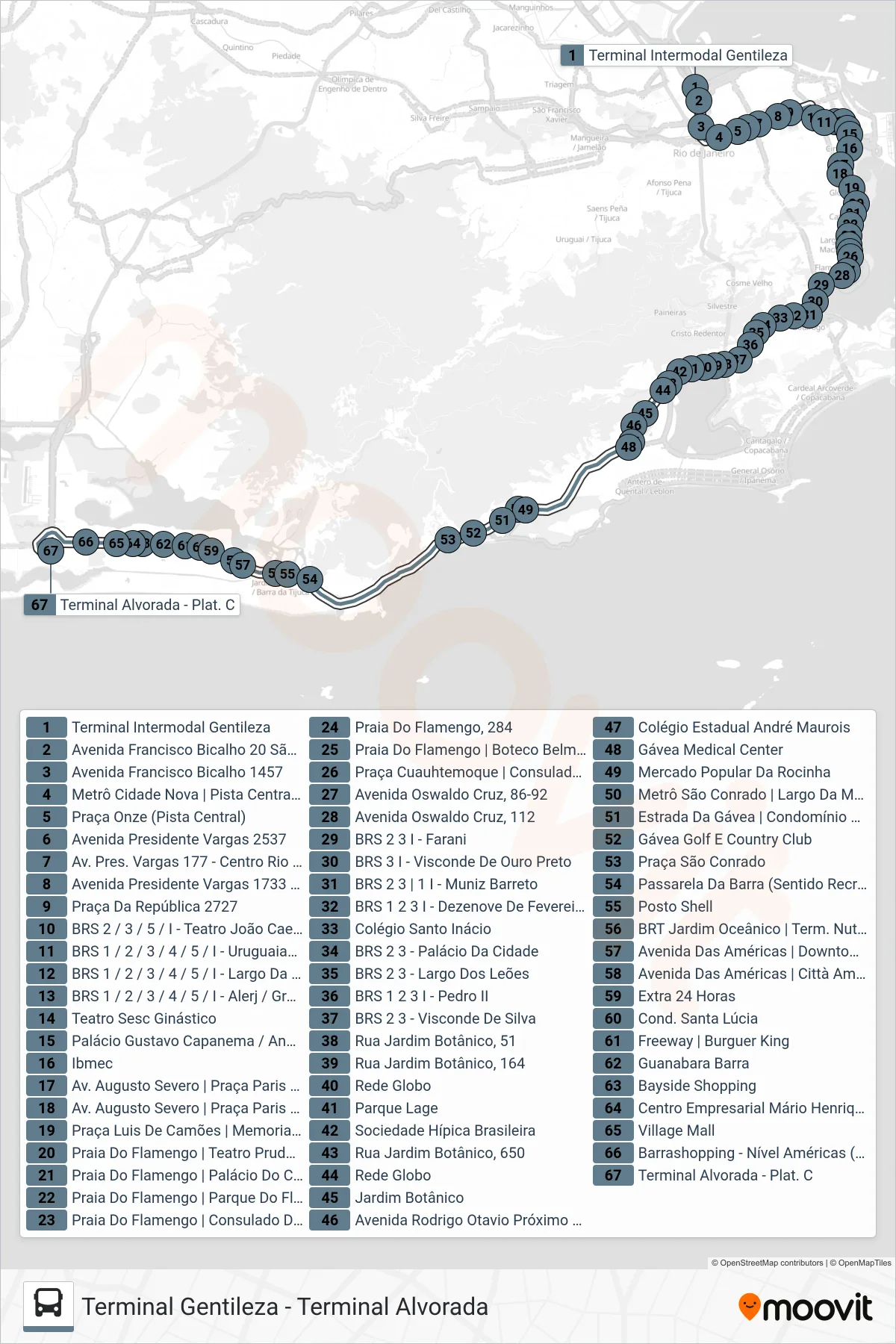 SN 319 bus Line (Terminal Alvorada) route and stops on a map