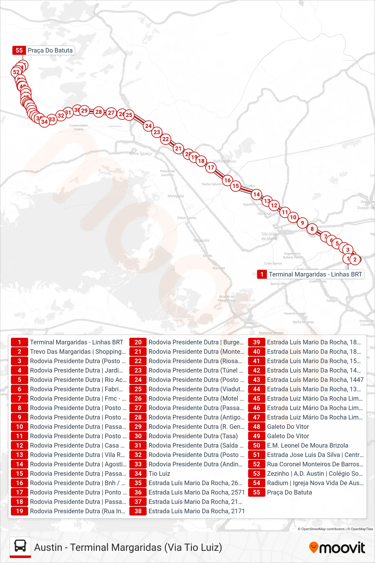 Rota e paradas da linha de ônibus  791I  (Austin) no mapa