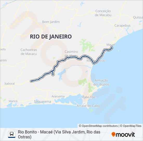 Mapa da linha B137 de ônibus