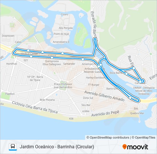 Mapa da linha 844 de ônibus