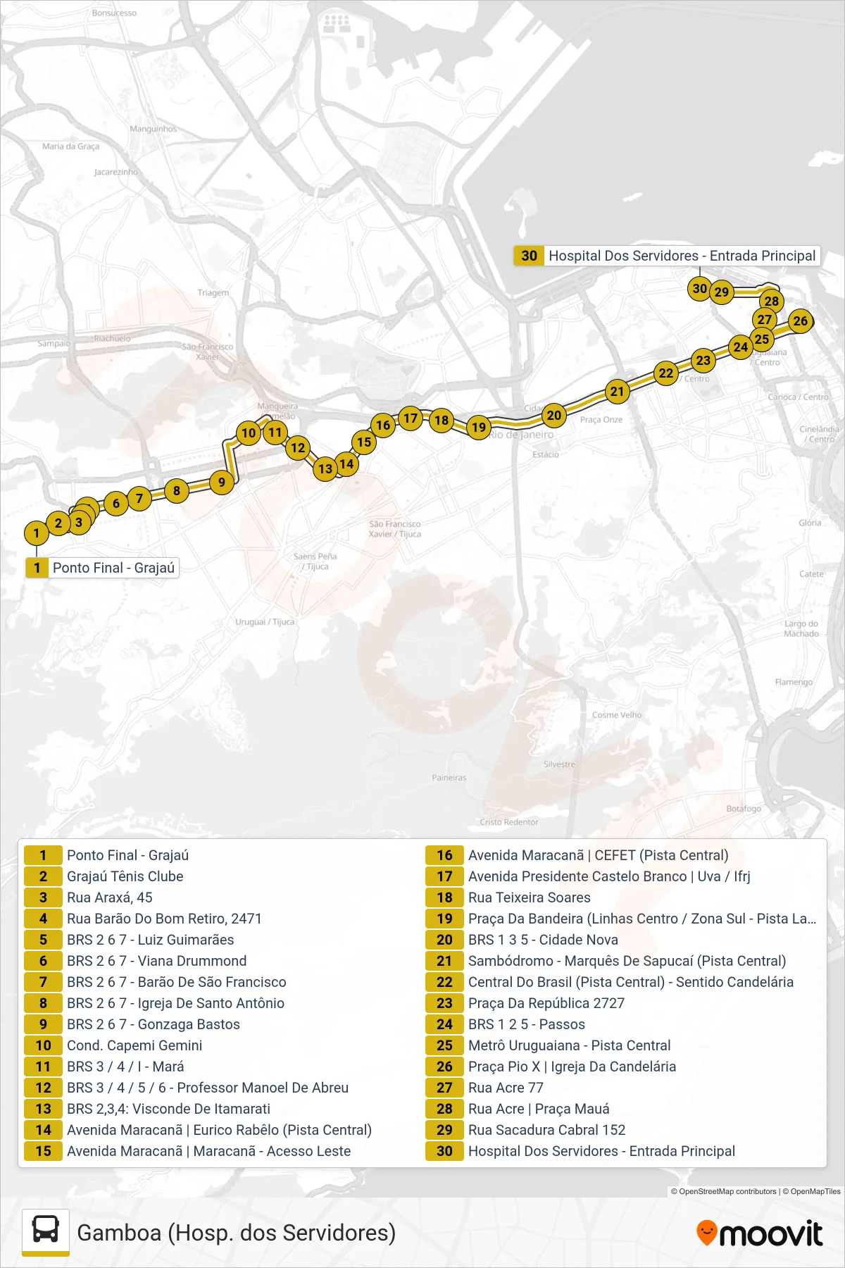 LECD155 bus Line (Gamboa (Hosp. dos Servidores)) route and stops on a map