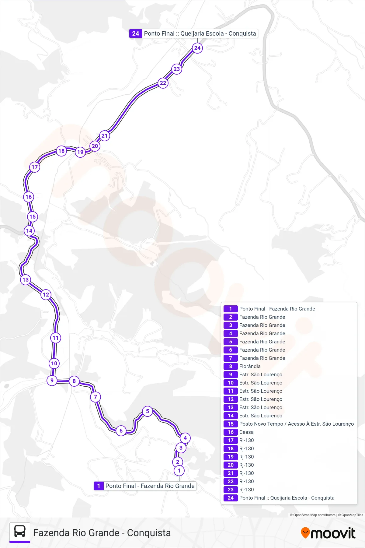 501 bus Line (Conquista (Queijaria Escola)) route and stops on a map