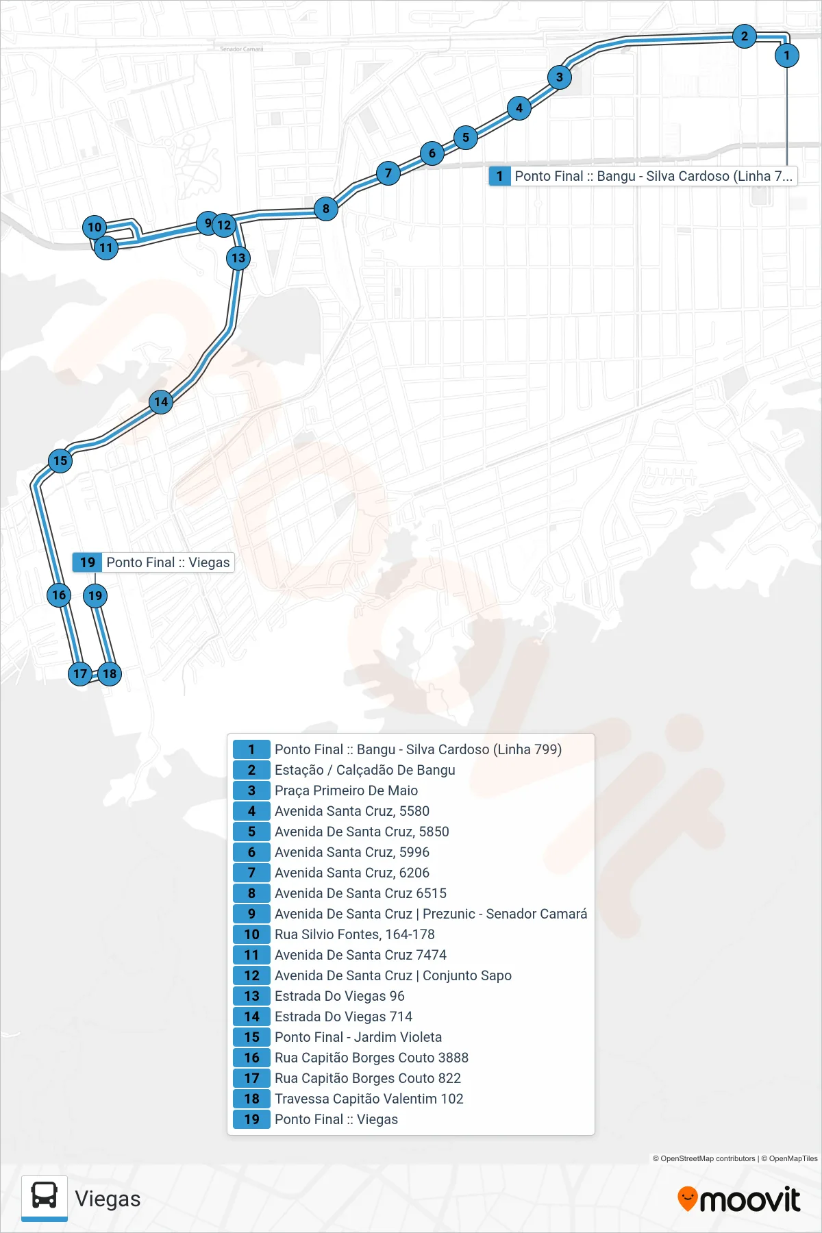 LECD158 bus Line (Viegas) route and stops on a map