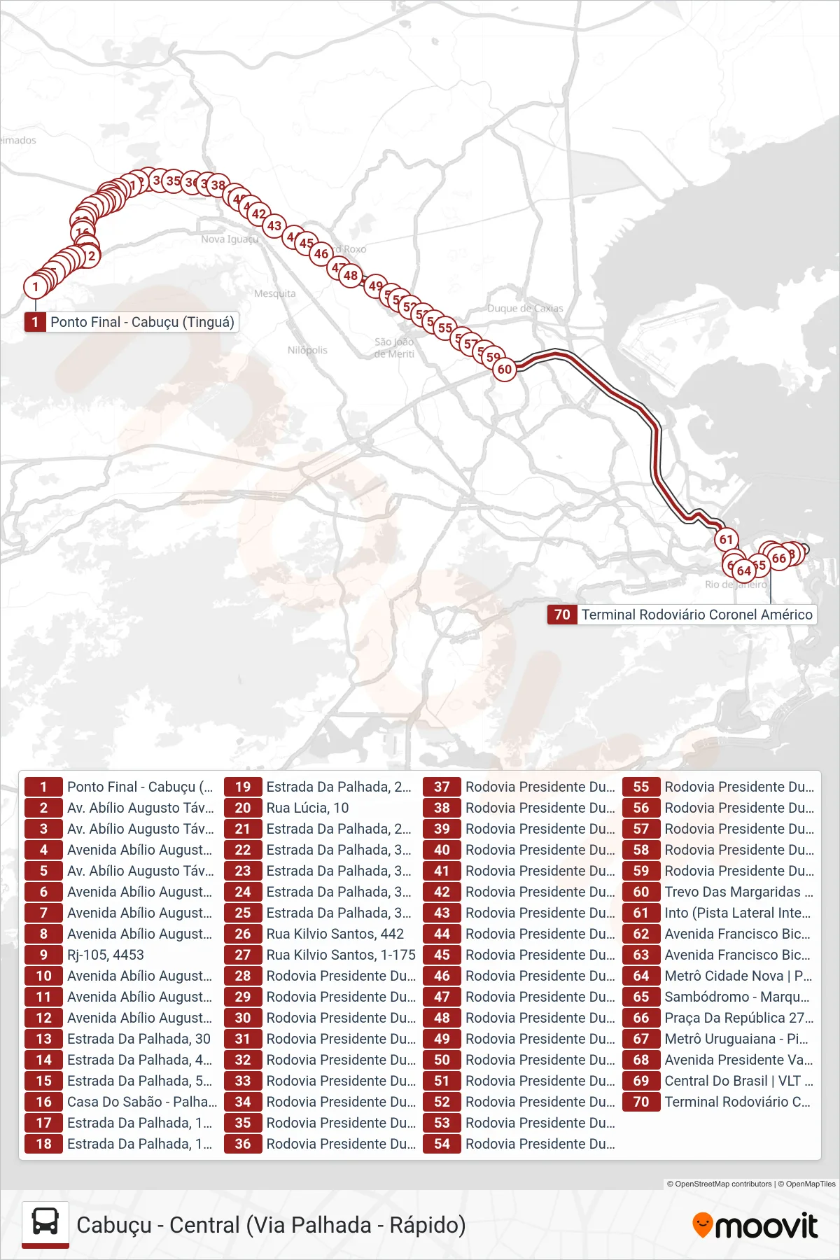 4499B (EXECUTIVO) bus Line (Central (Via Candelária)) route and stops on a map