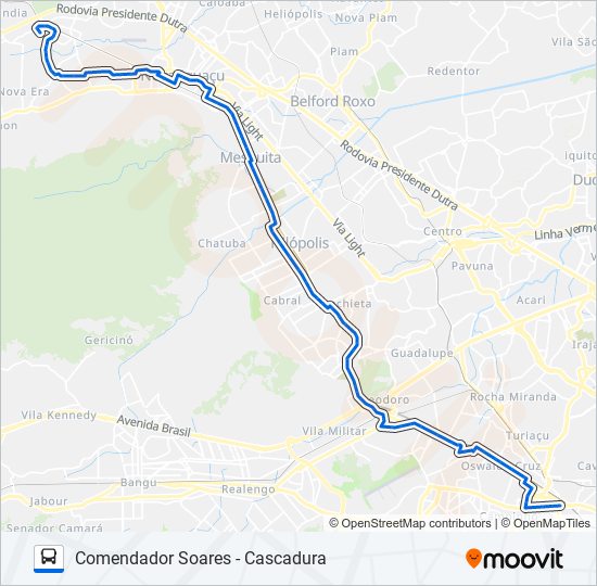 Mapa da linha 541L de ônibus