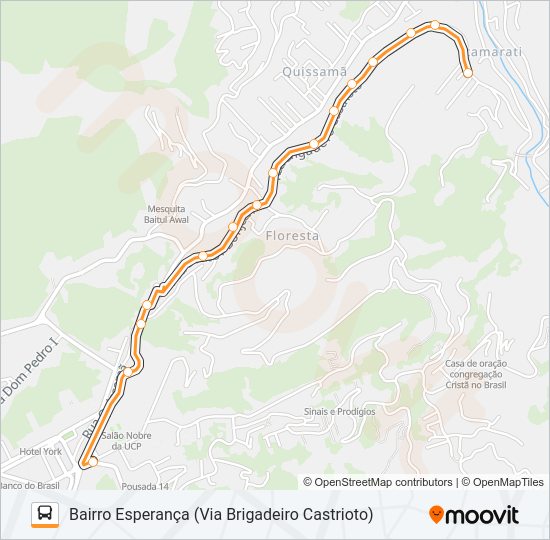Mapa da linha 323 de ônibus