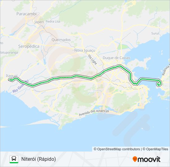 Mapa da linha 113D de ônibus