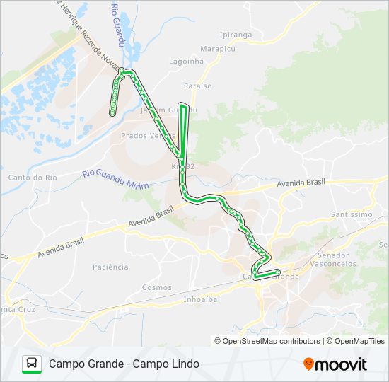 Mapa da linha 737P de ônibus