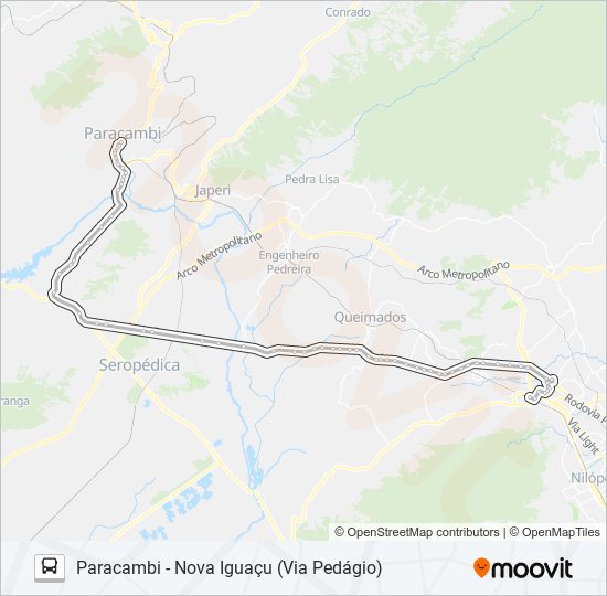 Mapa da linha 105P de ônibus