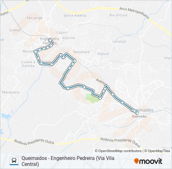 Mapa da linha 640I de ônibus