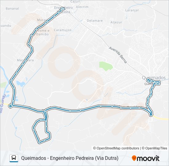 Mapa da linha 645I de ônibus