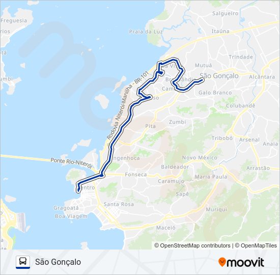 Mapa da linha 536 de ônibus