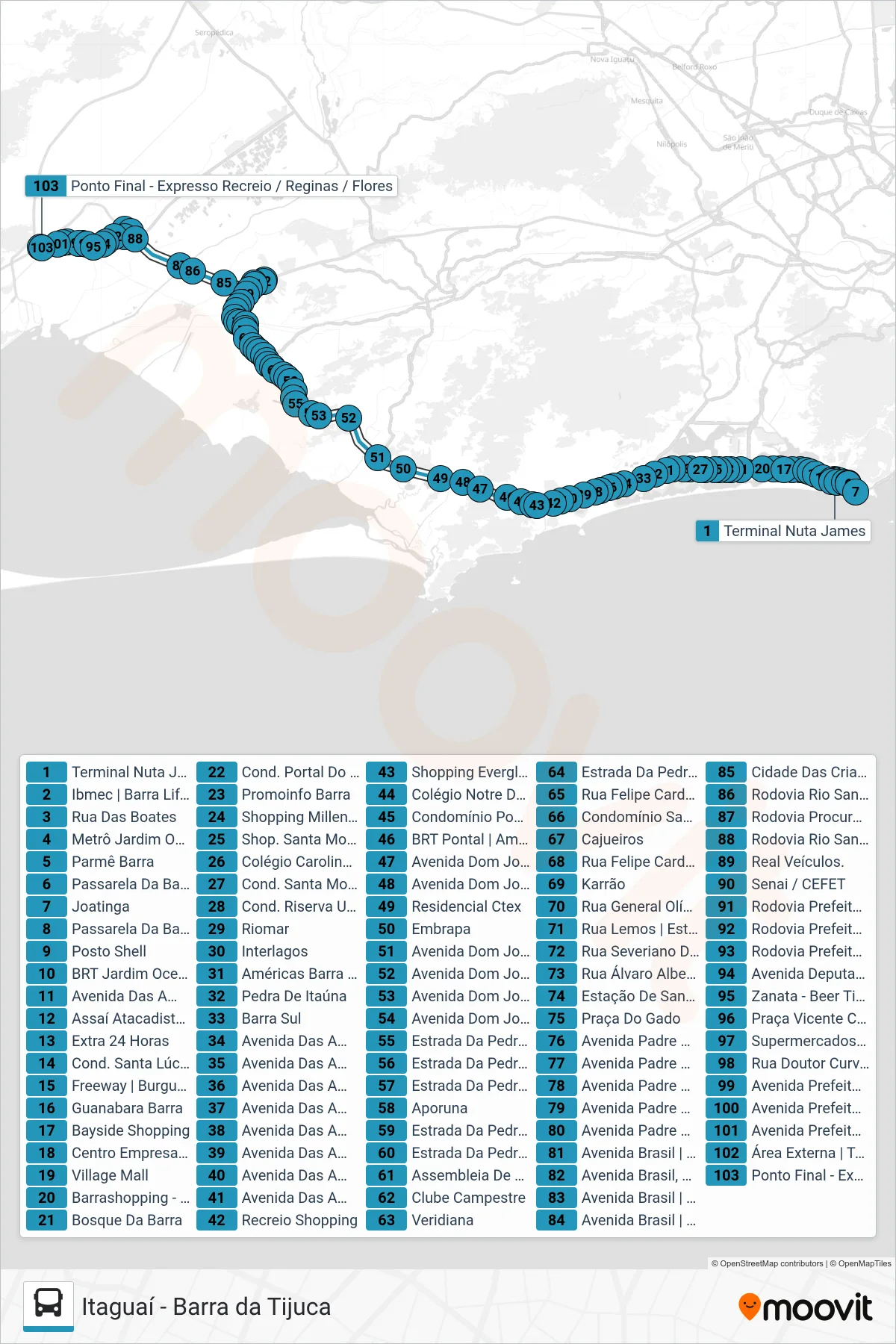 460S (EXECUTIVO) bus Line (Itaguaí) route and stops on a map
