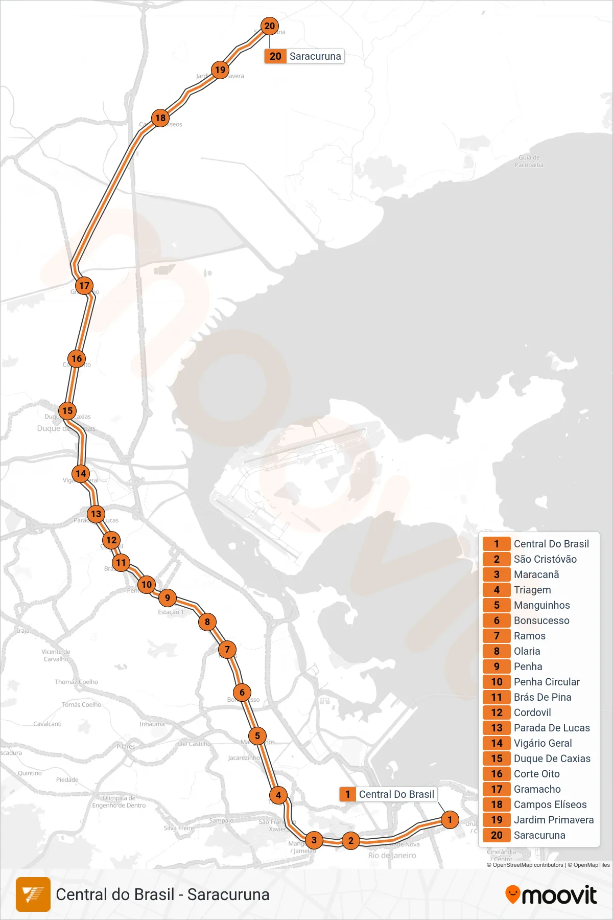 RAMAL SARACURUNA train Line (Saracuruna) route and stops on a map