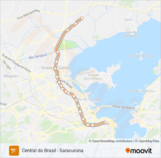 Mapa da linha RAMAL SARACURUNA de trem