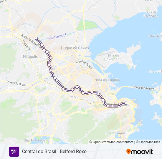 Mapa da linha RAMAL BELFORD ROXO de trem