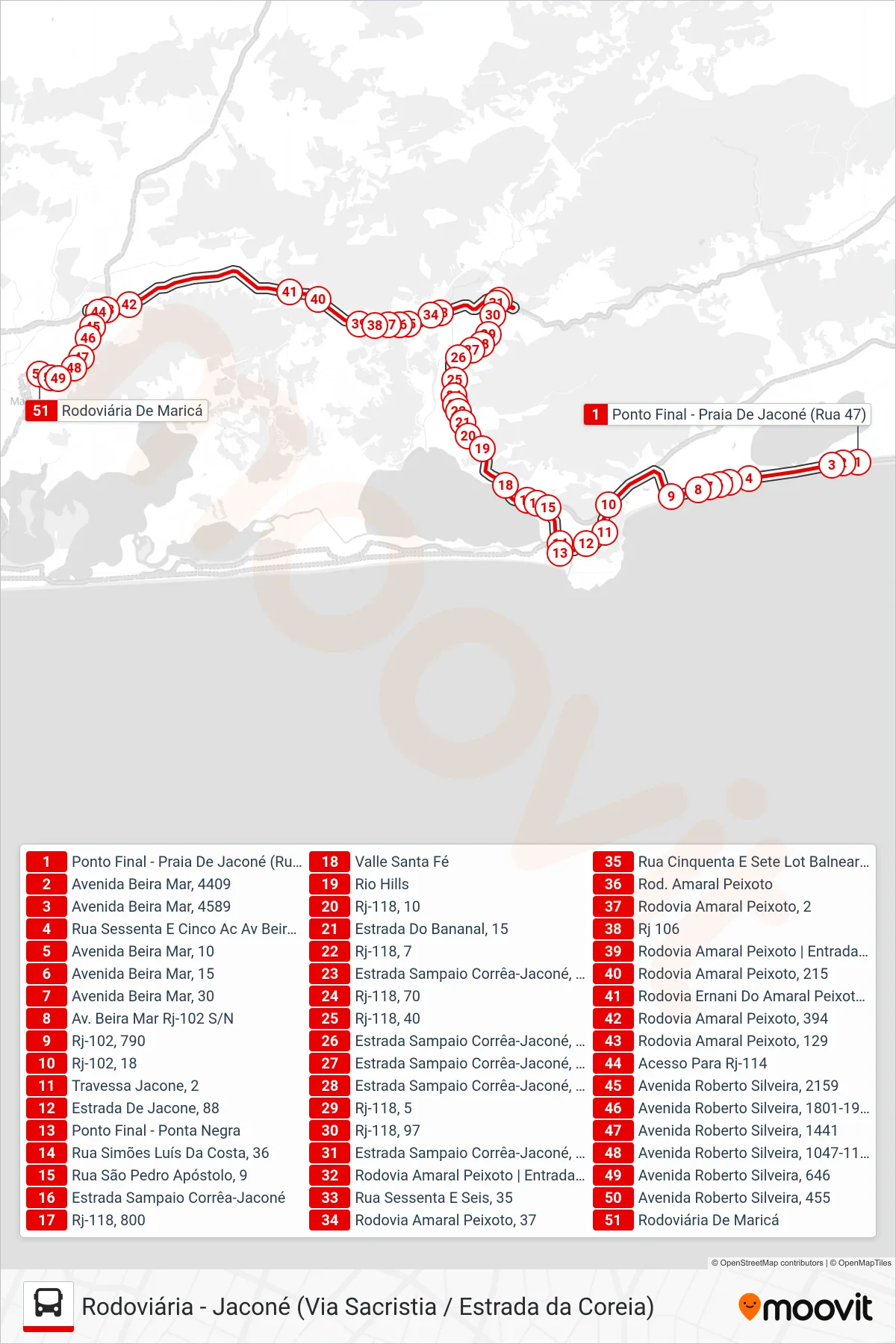Rota e paradas da linha de ônibus E14A (Rodoviária) no mapa