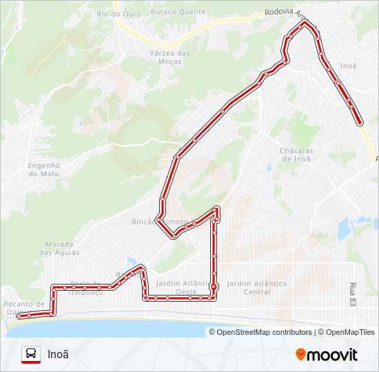 Mapa da linha E21 de ônibus