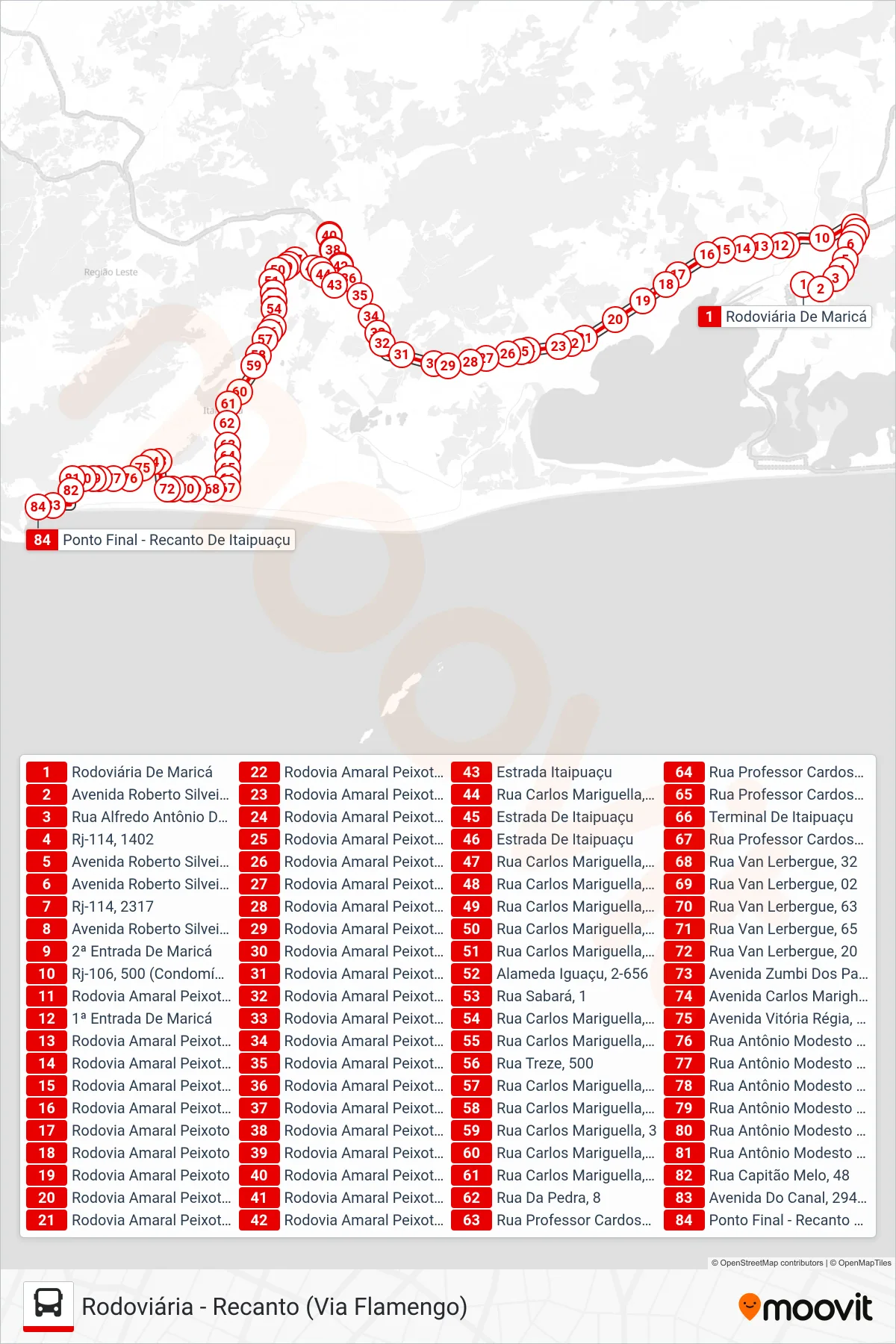 Rota e paradas da linha de ônibus E30 (Recanto) no mapa