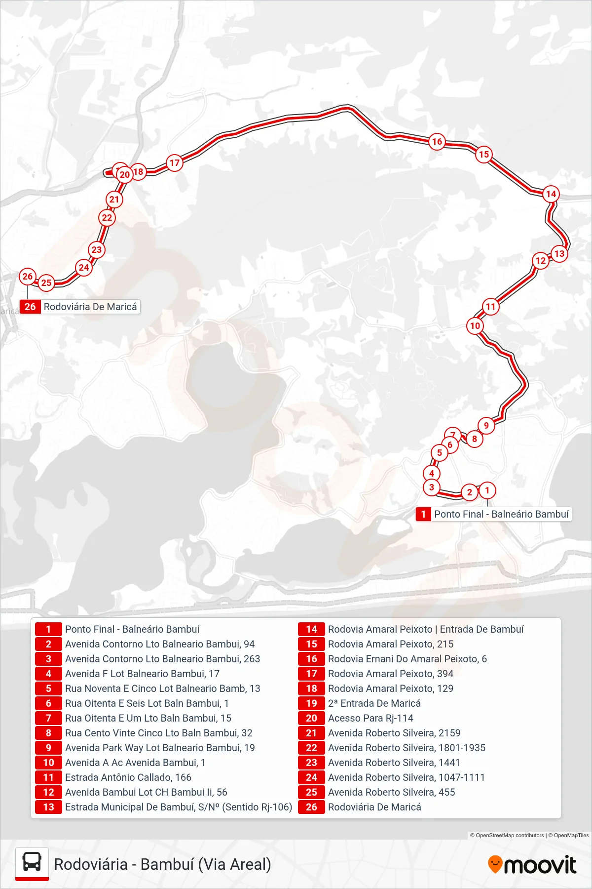 E10A bus Line (Rodoviária) route and stops on a map