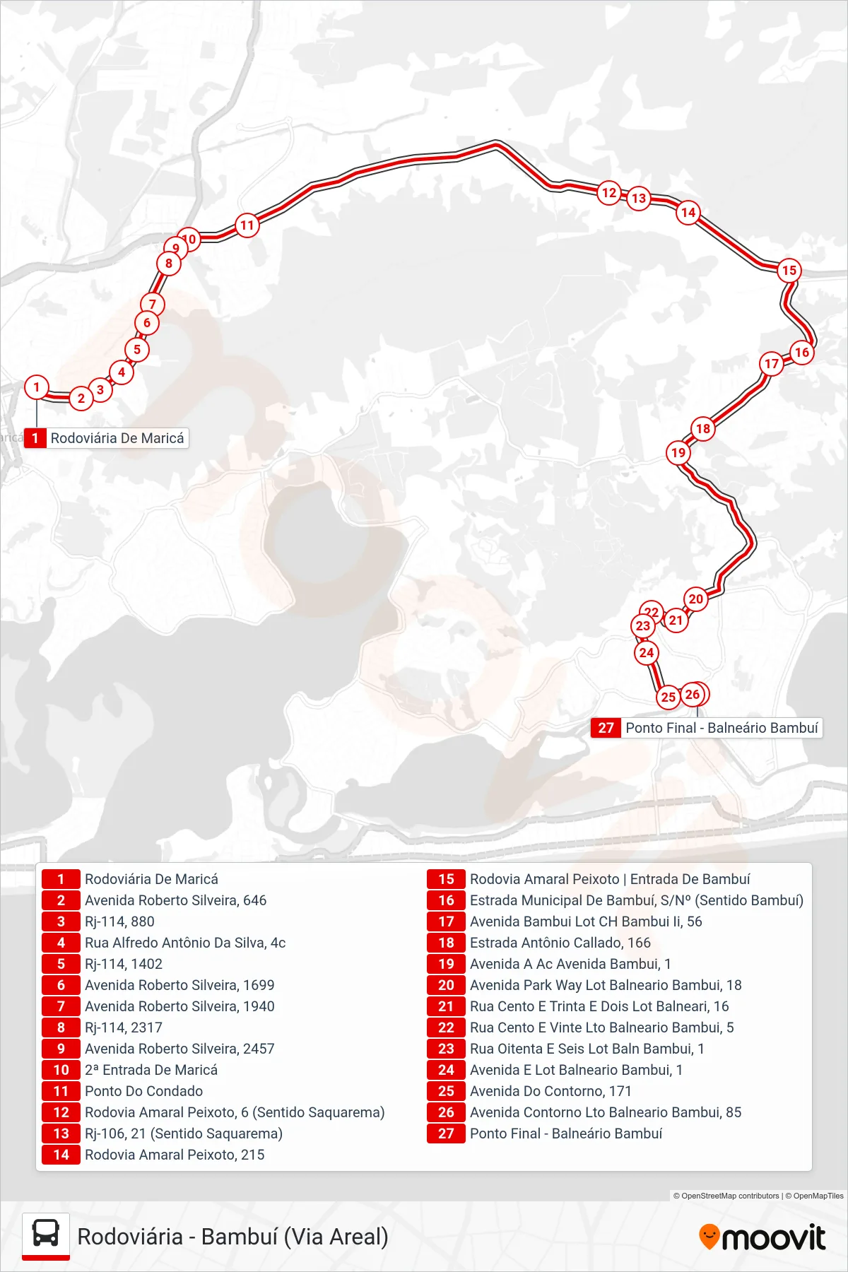Rota e paradas da linha de ônibus E10A (Bambuí) no mapa