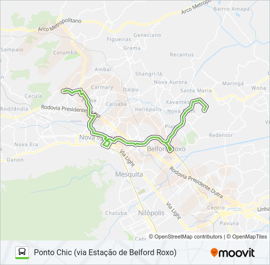 Mapa da linha 714I de ônibus