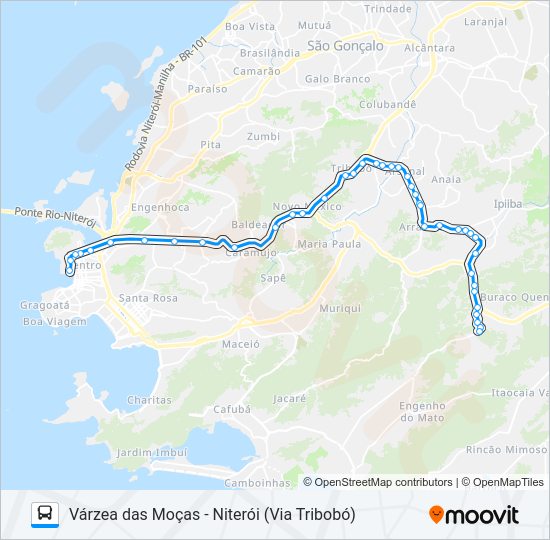 Mapa da linha 535R de ônibus