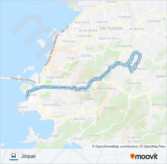 Mapa da linha 541R de ônibus
