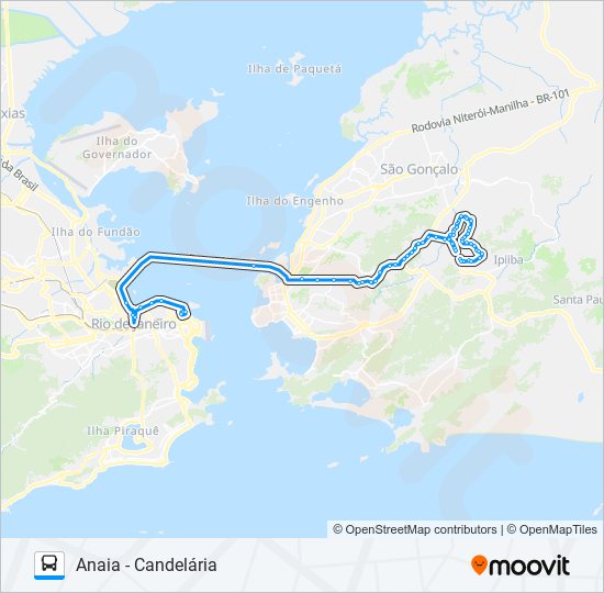 Mapa da linha 543D de ônibus