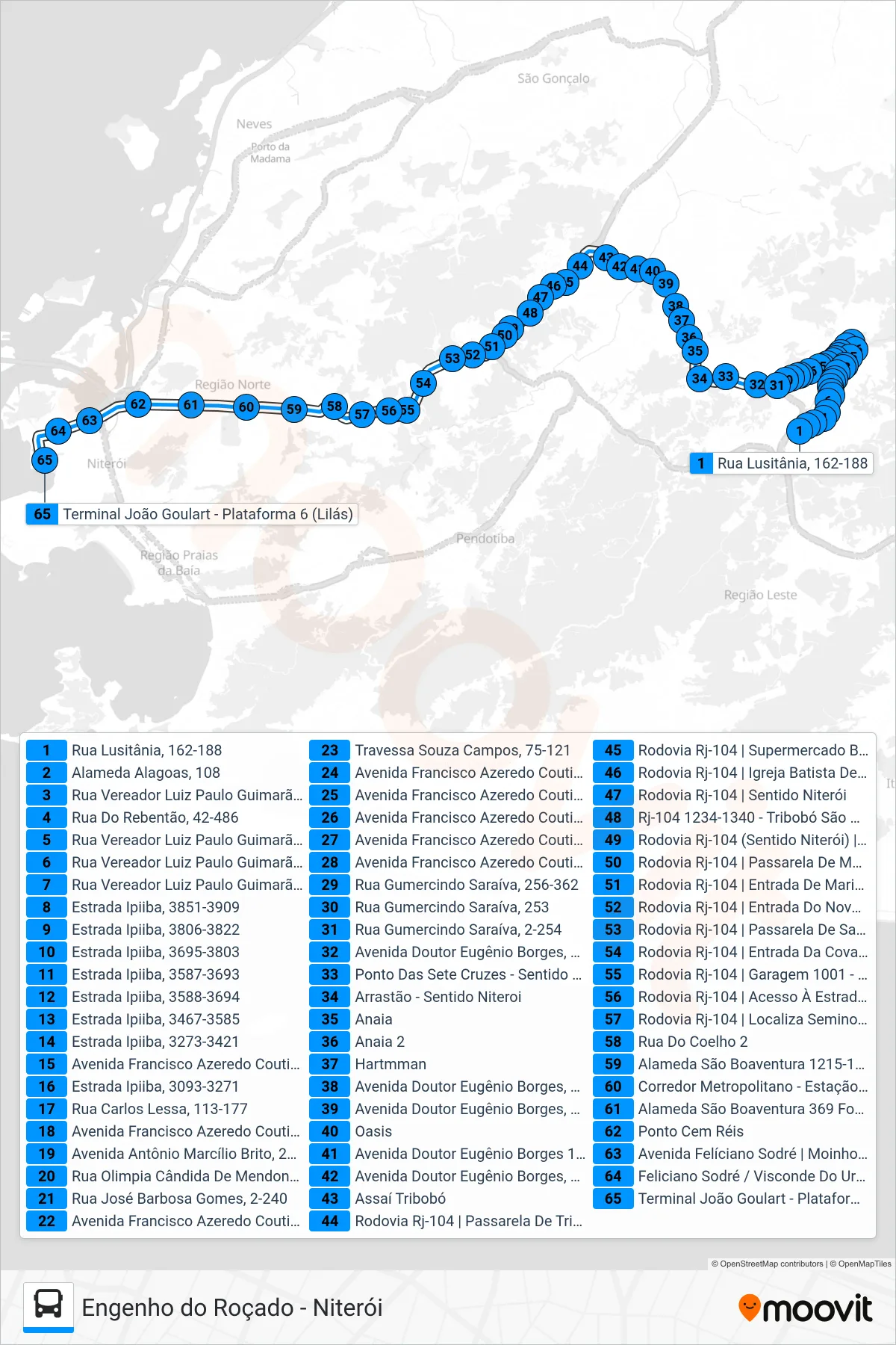 571R bus Line (Niterói) route and stops on a map
