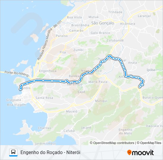 Mapa da linha 571R de ônibus