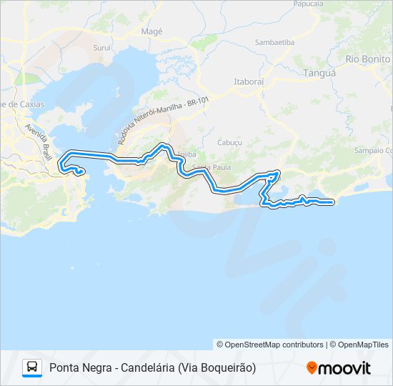 Mapa da linha 590R de ônibus