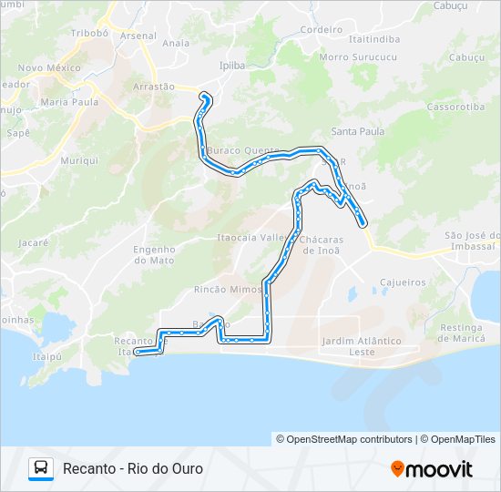 Mapa da linha 701R de ônibus