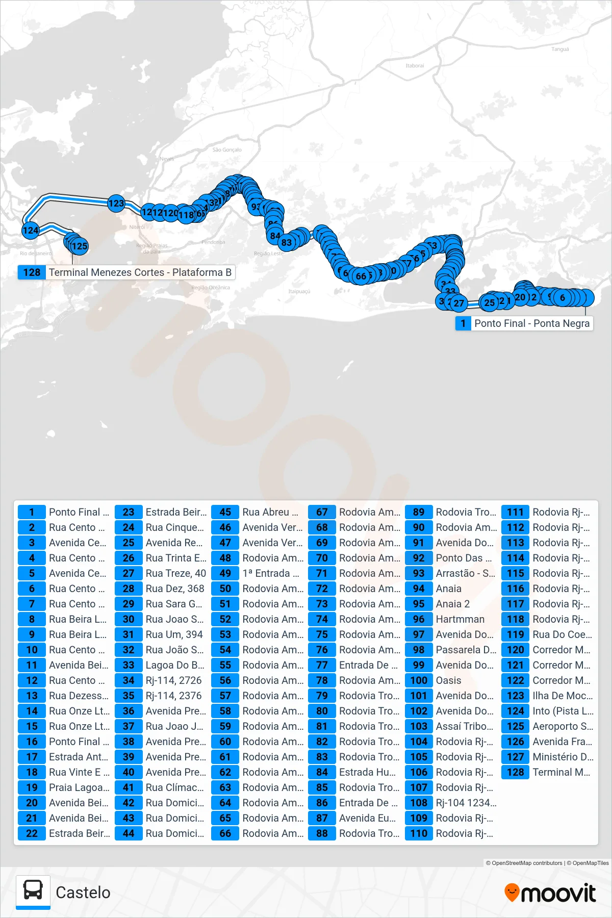 2590R (EXECUTIVO) bus Line (Castelo) route and stops on a map