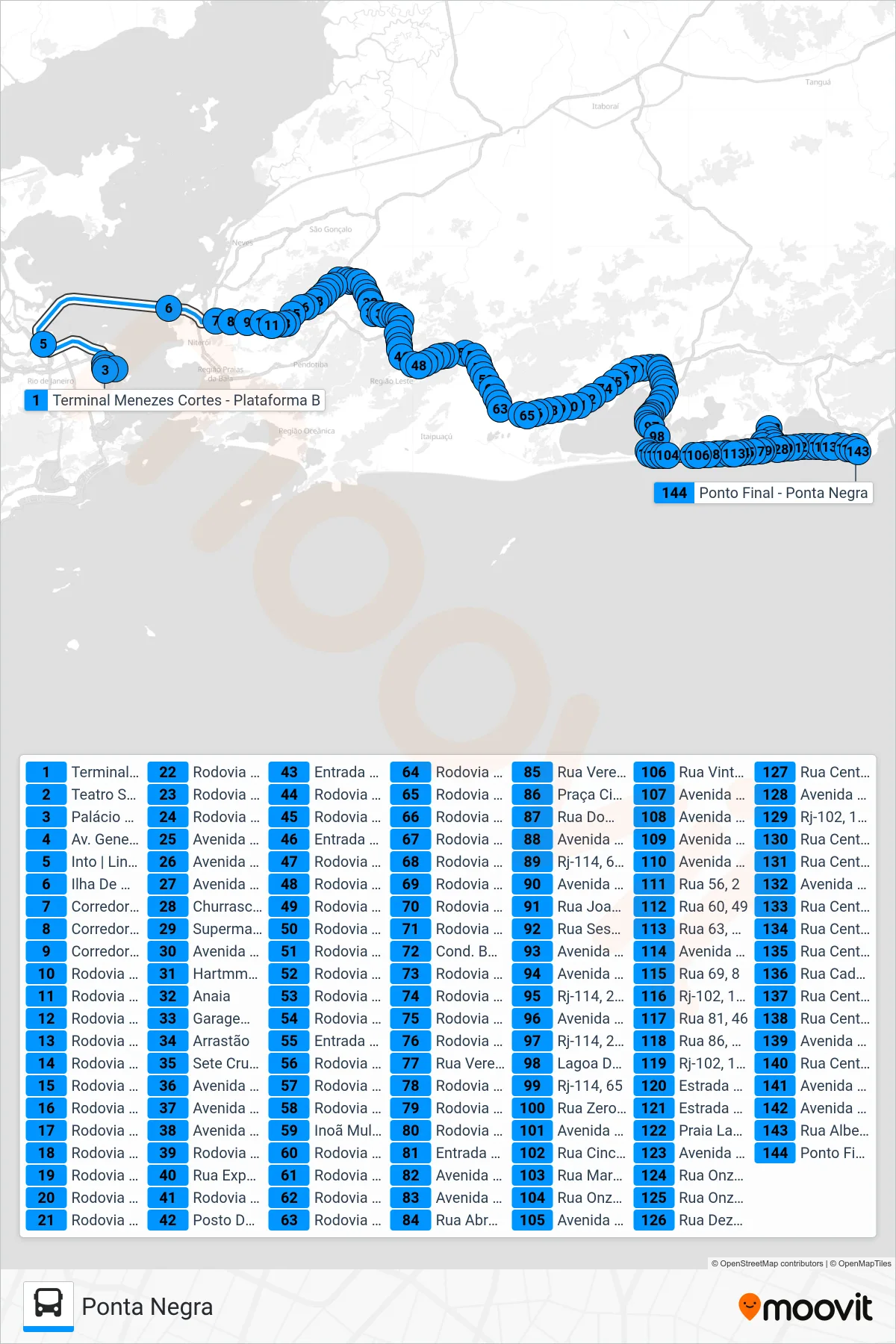 2590R (EXECUTIVO) bus Line (Ponta Negra) route and stops on a map