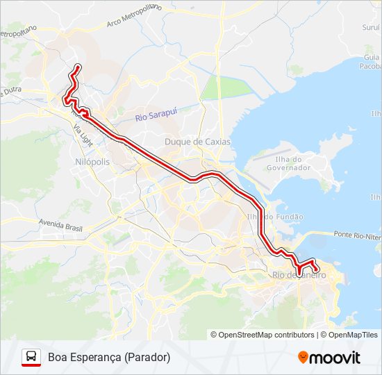 Mapa da linha 488B de ônibus