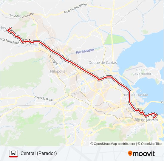 Mapa da linha 494B de ônibus