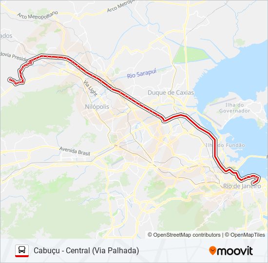 Mapa da linha 499B de ônibus