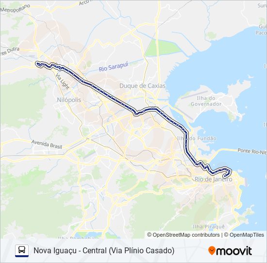 Mapa da linha 113B de ônibus