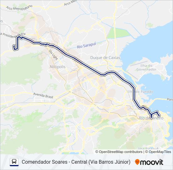 Mapa da linha 122B de ônibus
