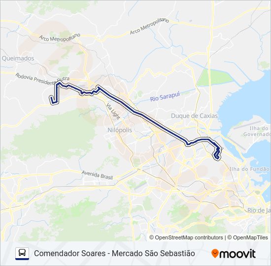 Mapa da linha 703B de ônibus