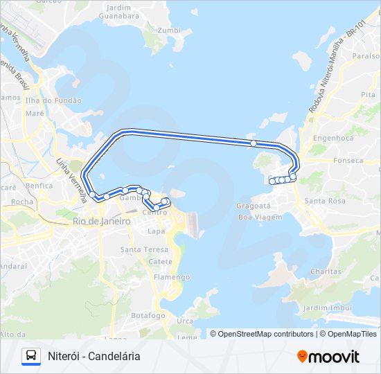 Mapa da linha 100D de ônibus