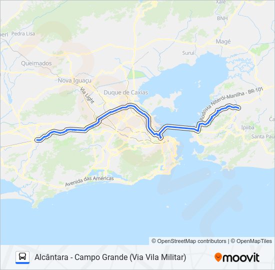 Mapa da linha 425D de ônibus