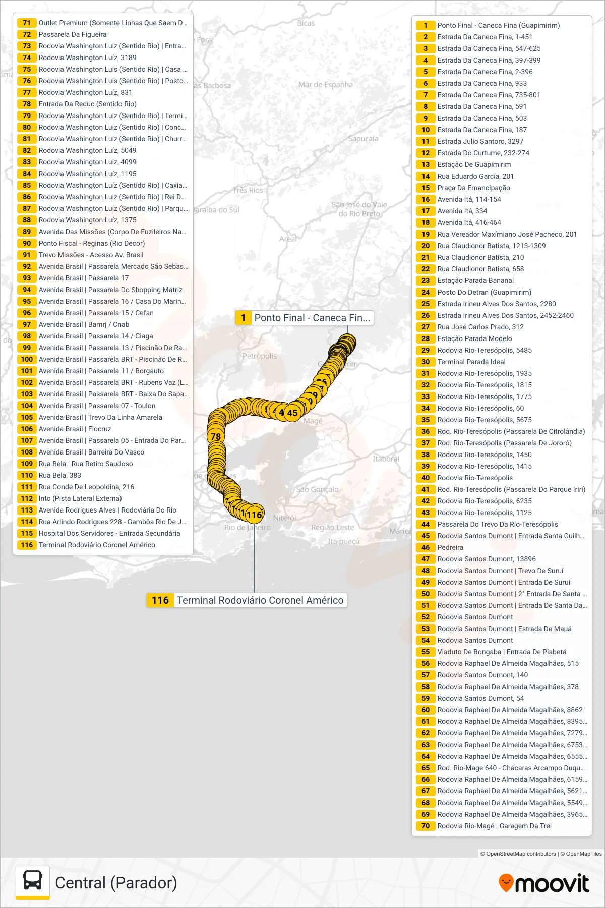 195C bus Line (Central (Parador)) route and stops on a map