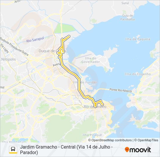 Mapa da linha 422C de ônibus