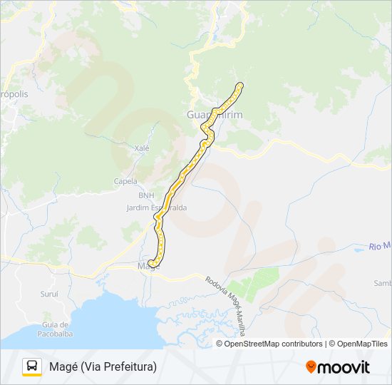 Mapa da linha 800I de ônibus