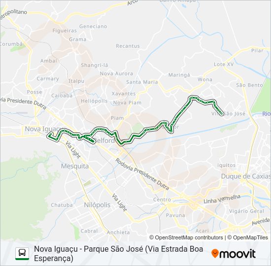 Mapa da linha 451I de ônibus